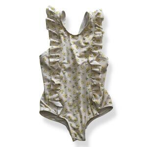 Minnow yellow floral ruffle swimsuit